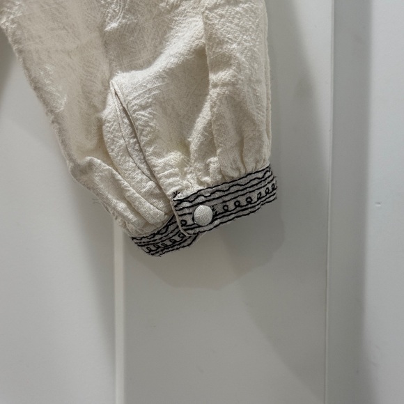Free People Cream and Black Embroidered Blouse - Picture 3 of 4